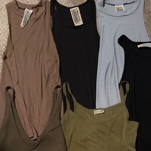 Free People Tank Tops in Black, Brown, Blue, and Tan XS/S bundle